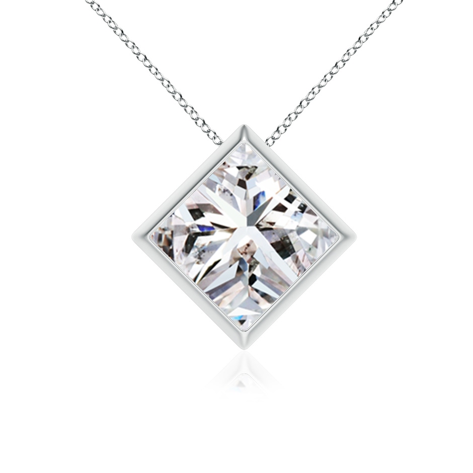 7.9mm IJI1I2 Bezel-Set Princess-Cut Diamond Solitaire Pendant in P950 Platinum 