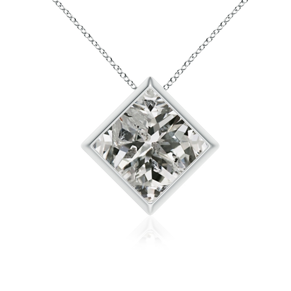 7.9mm KI3 Bezel-Set Princess-Cut Diamond Solitaire Pendant in P950 Platinum 