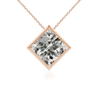 7.9mm KI3 Bezel-Set Princess-Cut Diamond Solitaire Pendant in Rose Gold