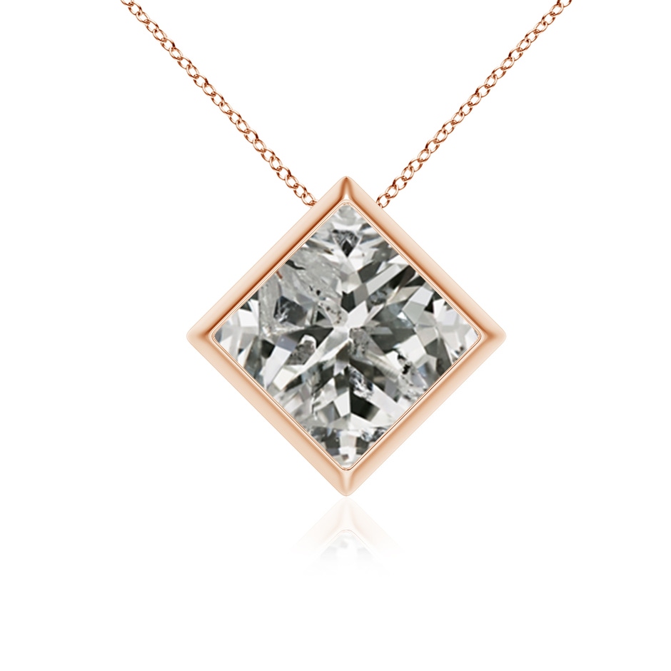 7.9mm KI3 Bezel-Set Princess-Cut Diamond Solitaire Pendant in Rose Gold 