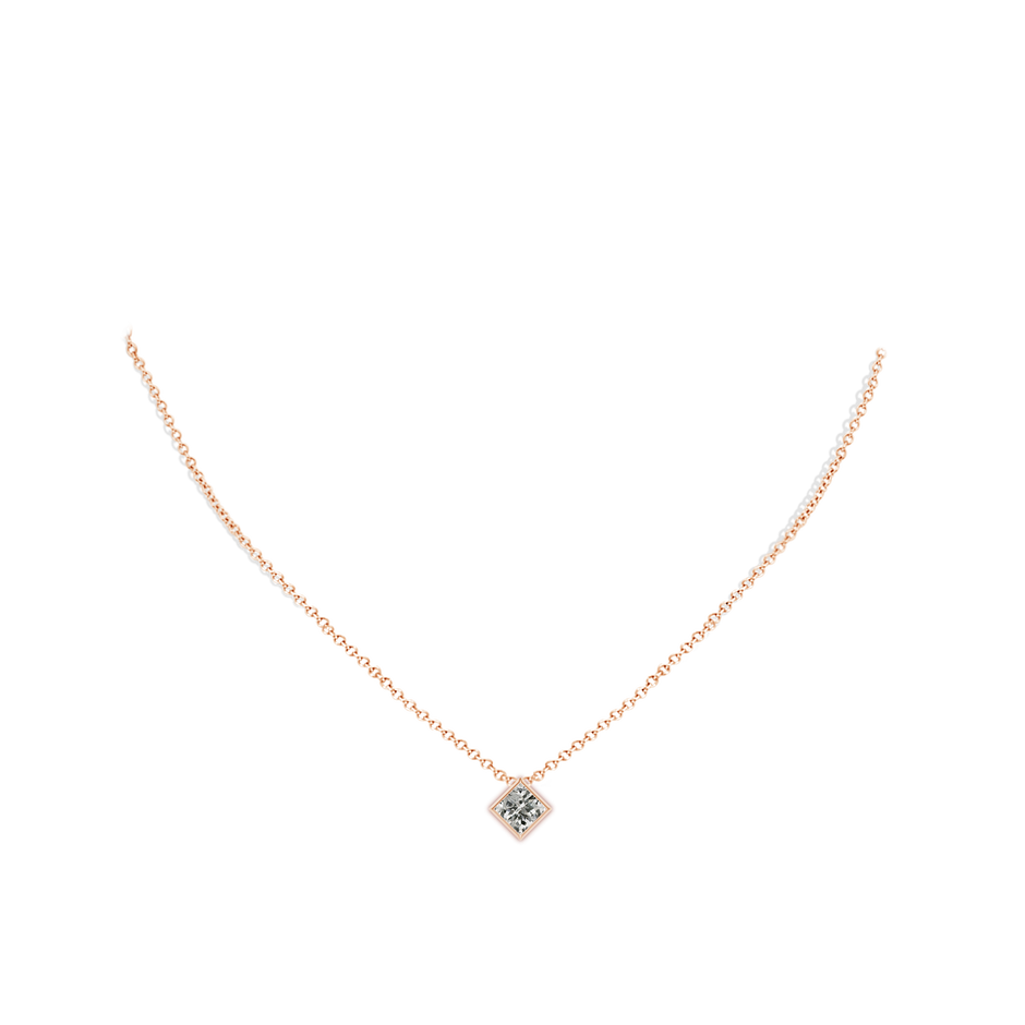 7.9mm KI3 Bezel-Set Princess-Cut Diamond Solitaire Pendant in Rose Gold pen