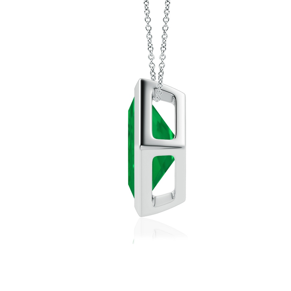 8mm AA Bezel-Set Square Emerald Solitaire Pendant in White Gold side 199