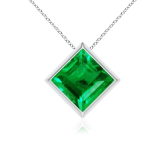 8mm AAA Bezel-Set Square Emerald Solitaire Pendant in P950 Platinum