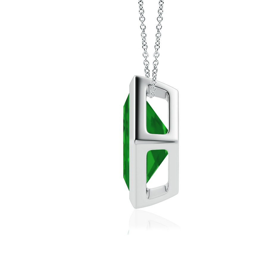 8mm AAA Bezel-Set Square Emerald Solitaire Pendant in White Gold side 199