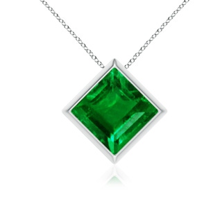 8mm AAAA Bezel-Set Square Emerald Solitaire Pendant in P950 Platinum