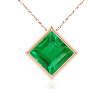 9mm AA Bezel-Set Square Emerald Solitaire Pendant in Rose Gold