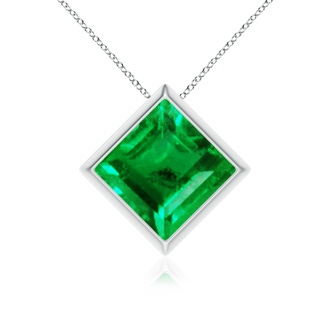 9mm AAA Bezel-Set Square Emerald Solitaire Pendant in P950 Platinum