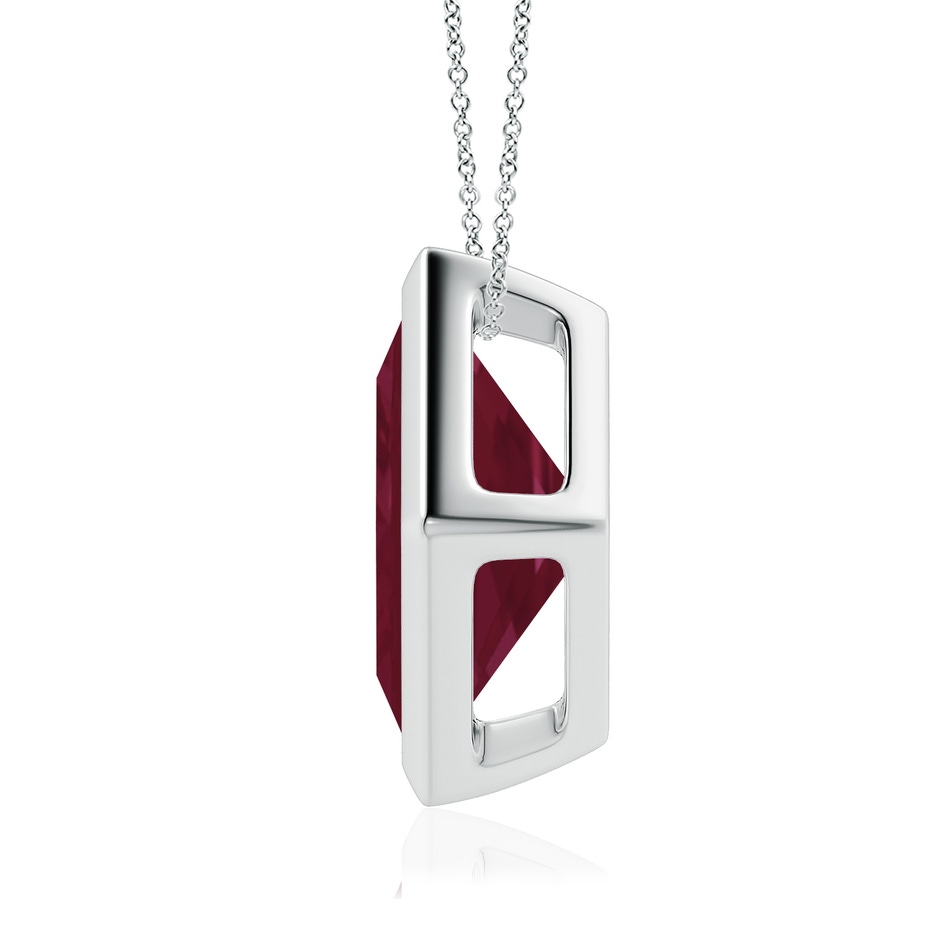 10mm A Bezel-Set Square Ruby Solitaire Pendant in P950 Platinum side 199