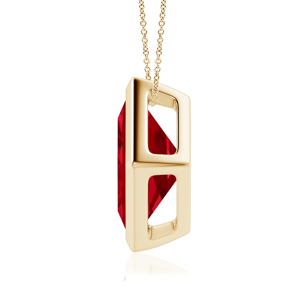 10mm AAAA Bezel-Set Square Ruby Solitaire Pendant in Yellow Gold side 199