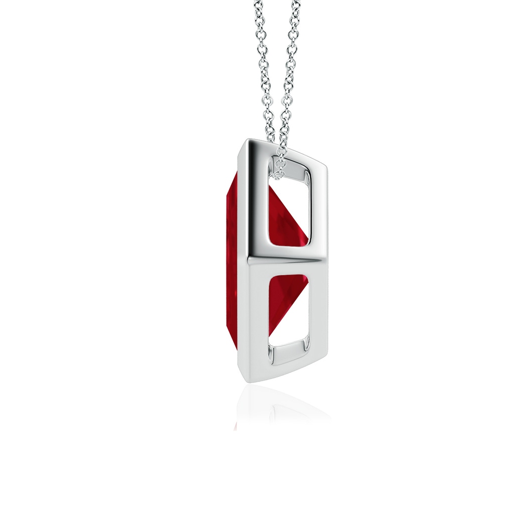 8mm AA Bezel-Set Square Ruby Solitaire Pendant in White Gold - side 199