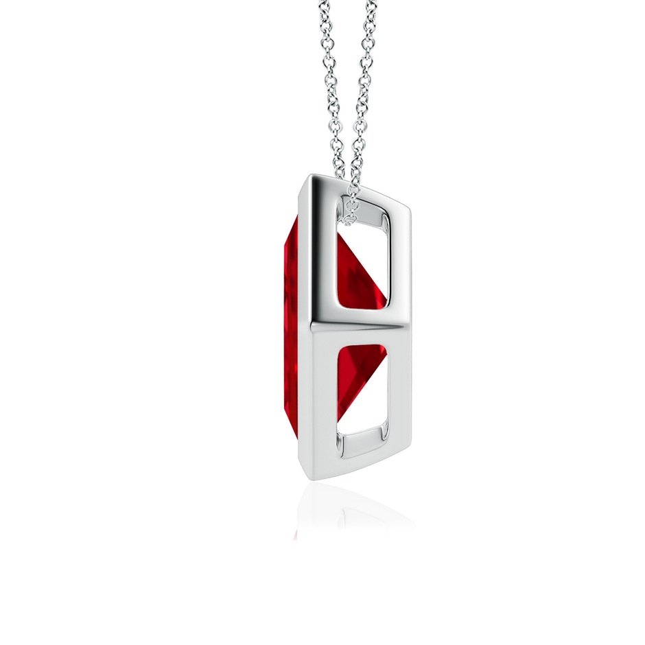 8mm AAAA Bezel-Set Square Ruby Solitaire Pendant in P950 Platinum side 199