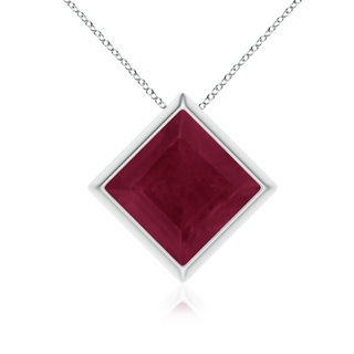 9mm A Bezel-Set Square Ruby Solitaire Pendant in P950 Platinum