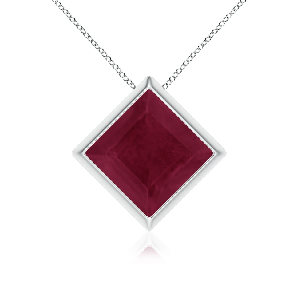 9mm A Bezel-Set Square Ruby Solitaire Pendant in P950 Platinum 