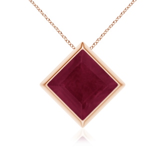 9mm A Bezel-Set Square Ruby Solitaire Pendant in Rose Gold