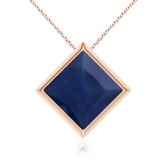 10mm A Bezel-Set Square Blue Sapphire Solitaire Pendant in 10K Rose Gold