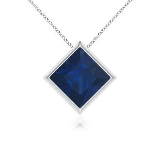 8mm AA Bezel-Set Square Blue Sapphire Solitaire Pendant in P950 Platinum