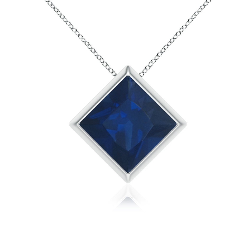 8mm AA Bezel-Set Square Blue Sapphire Solitaire Pendant in P950 Platinum 