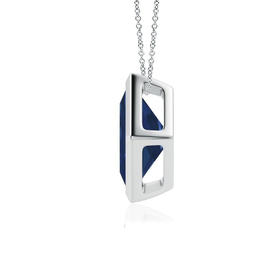 8mm AA Bezel-Set Square Blue Sapphire Solitaire Pendant in P950 Platinum side 199