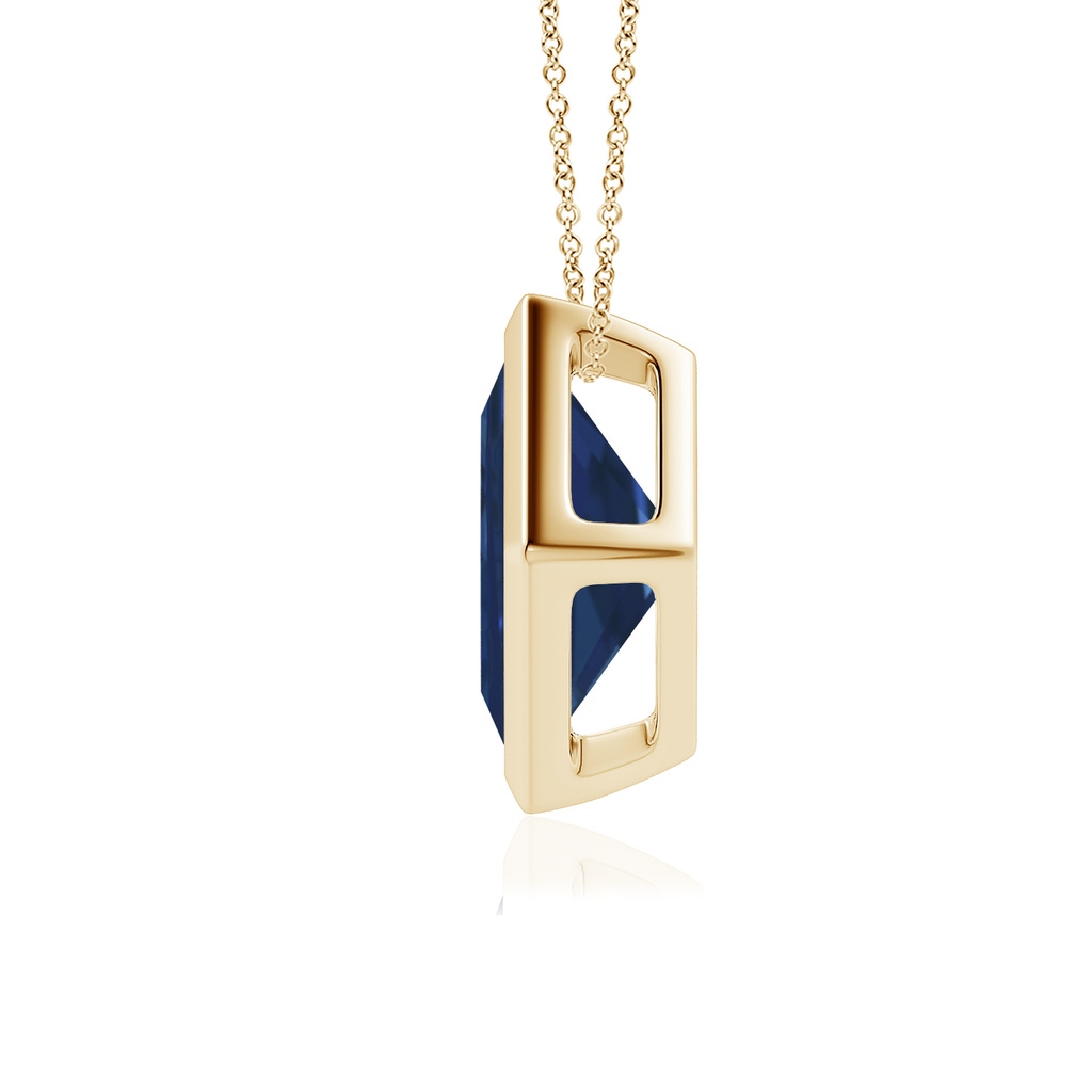 8mm AA Bezel-Set Square Blue Sapphire Solitaire Pendant in Yellow Gold - side 199