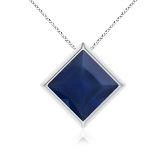 9mm A Bezel-Set Square Blue Sapphire Solitaire Pendant in P950 Platinum
