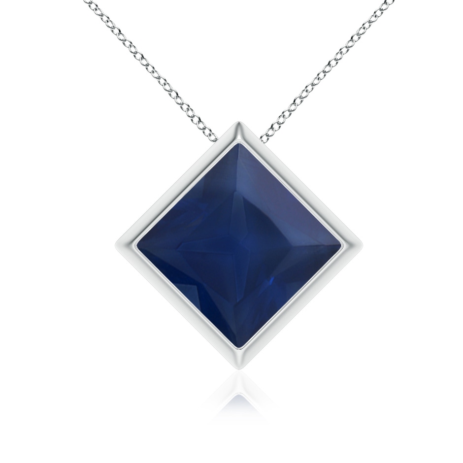 9mm A Bezel-Set Square Blue Sapphire Solitaire Pendant in P950 Platinum 