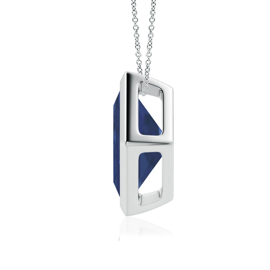 9mm A Bezel-Set Square Blue Sapphire Solitaire Pendant in P950 Platinum side 199