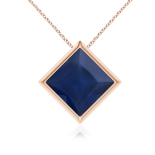 9mm A Bezel-Set Square Blue Sapphire Solitaire Pendant in Rose Gold