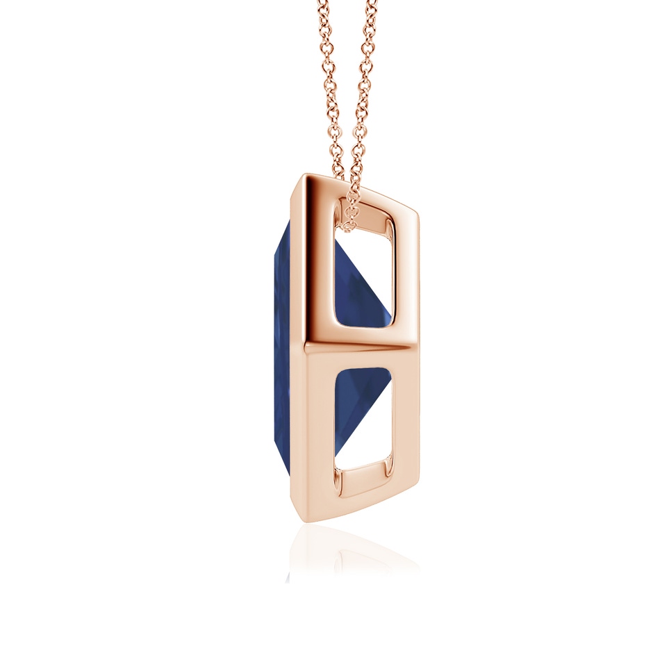 9mm A Bezel-Set Square Blue Sapphire Solitaire Pendant in Rose Gold side 199