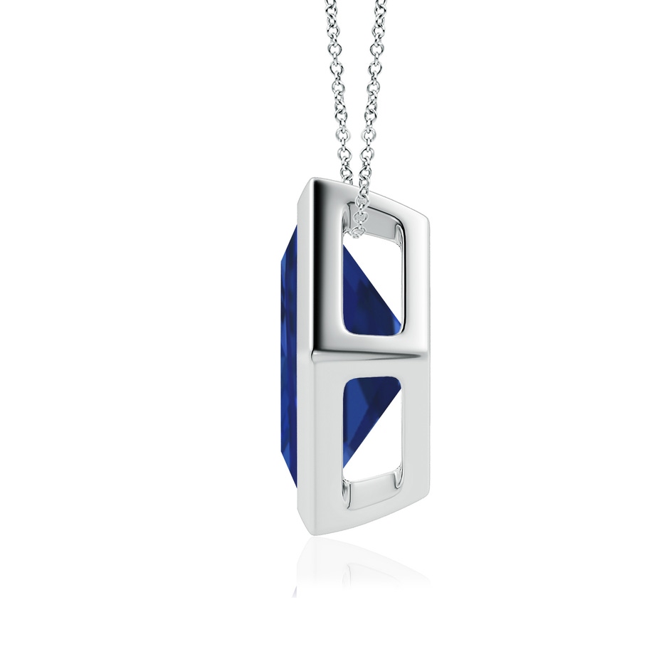 9mm AAA Bezel-Set Square Blue Sapphire Solitaire Pendant in P950 Platinum side 199