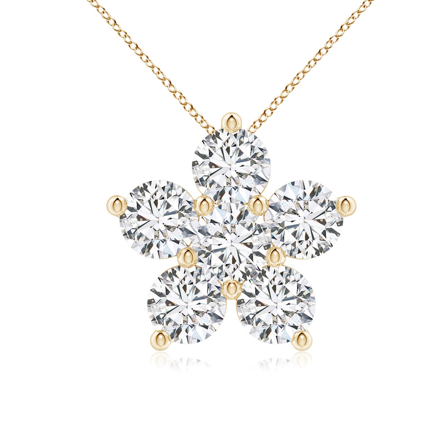 4.5mm HSI2 Round Diamond Floral Cluster Pendant in Yellow Gold