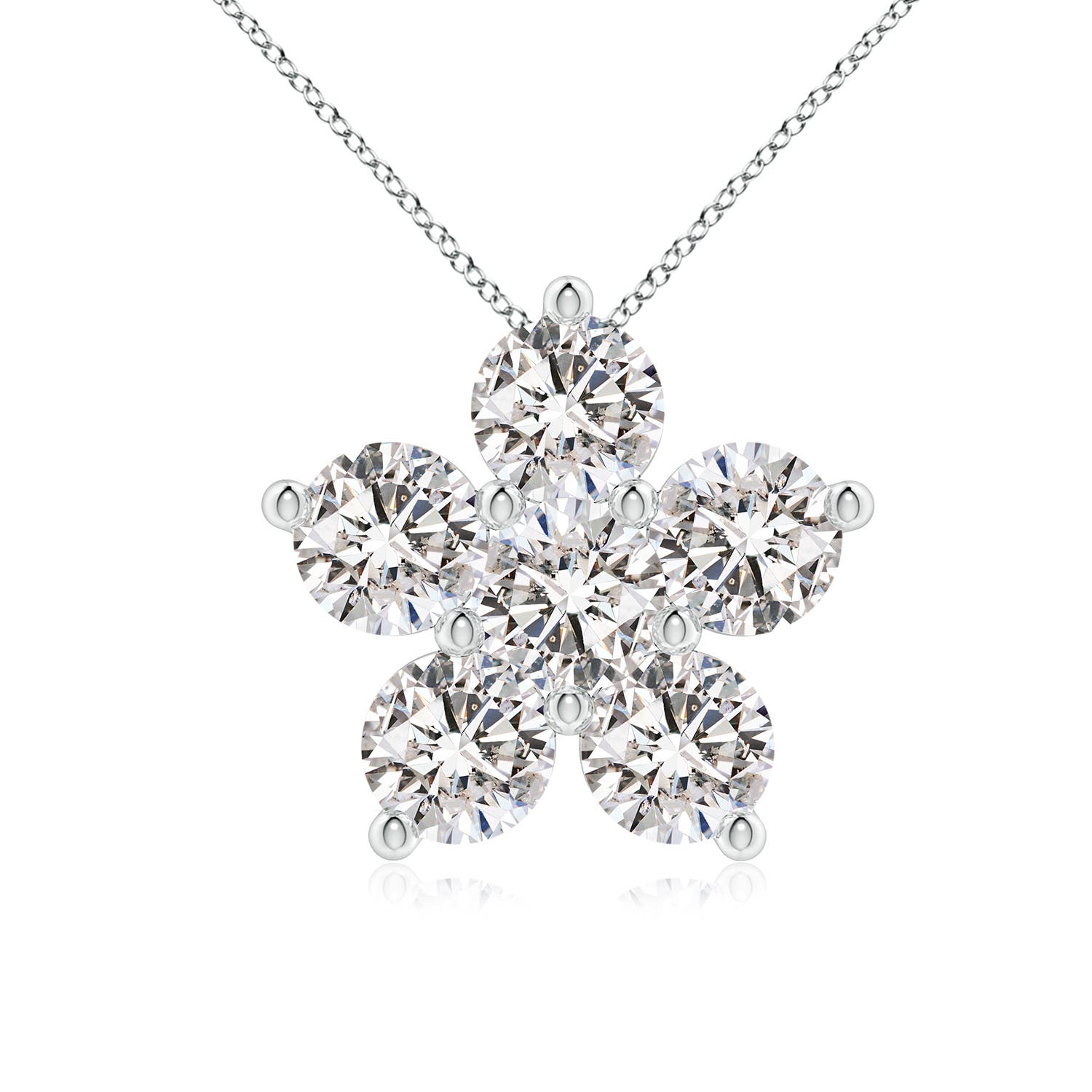 4.5mm IJI1I2 Round Diamond Floral Cluster Pendant in White Gold