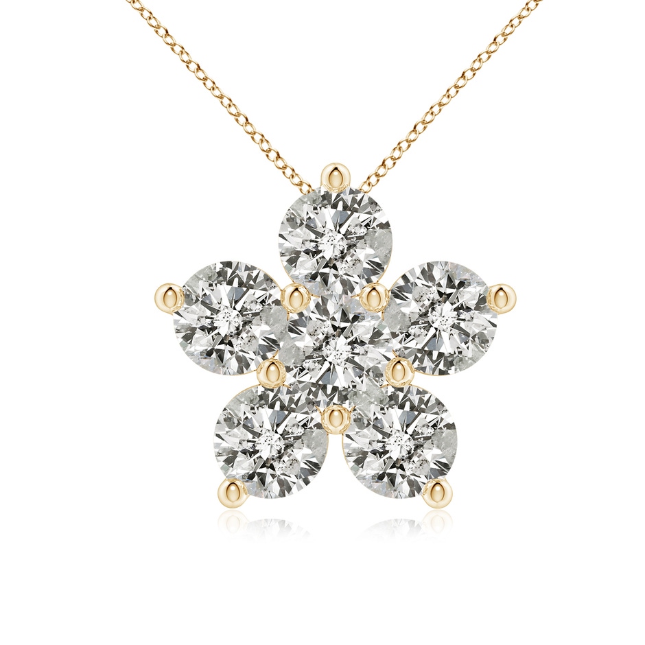 4.5mm KI3 Round Diamond Floral Cluster Pendant in Yellow Gold 