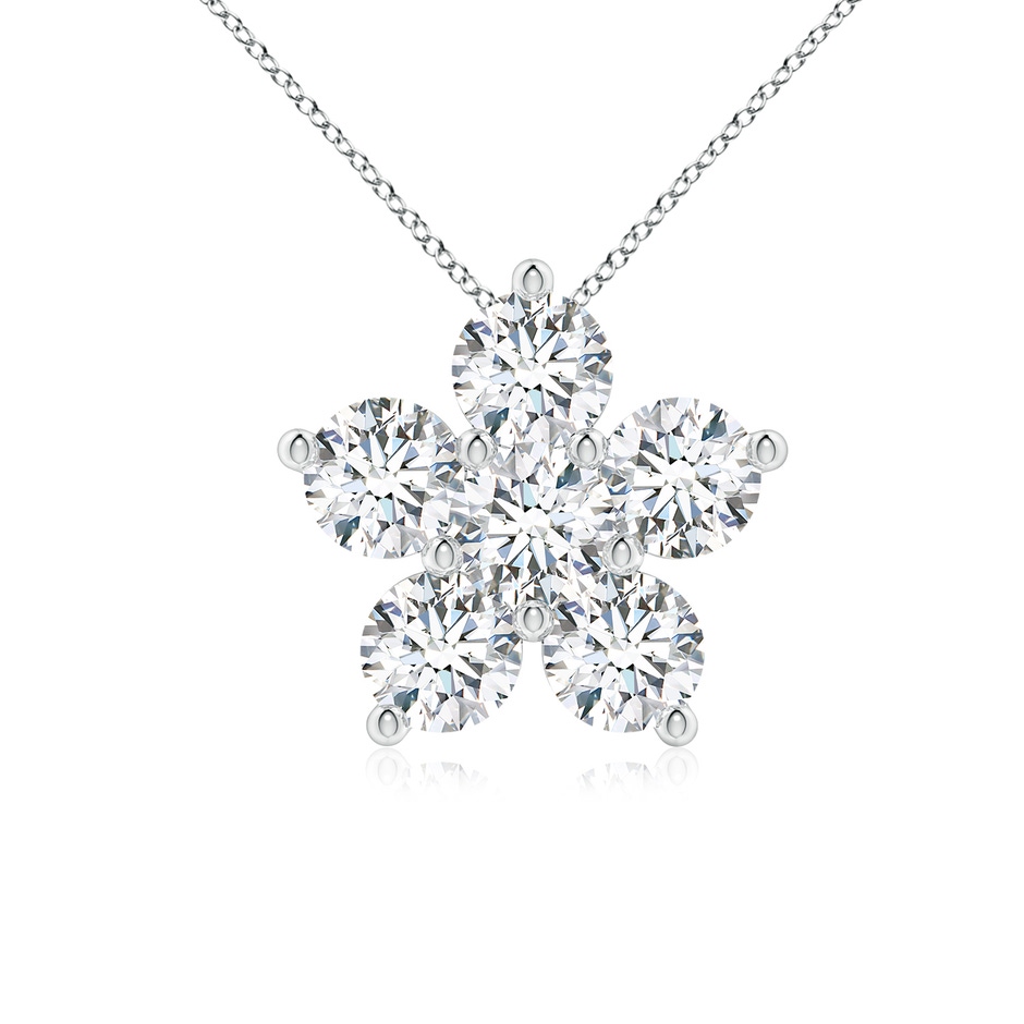 4mm GVS2 Round Diamond Floral Clustre Pendant in White Gold 