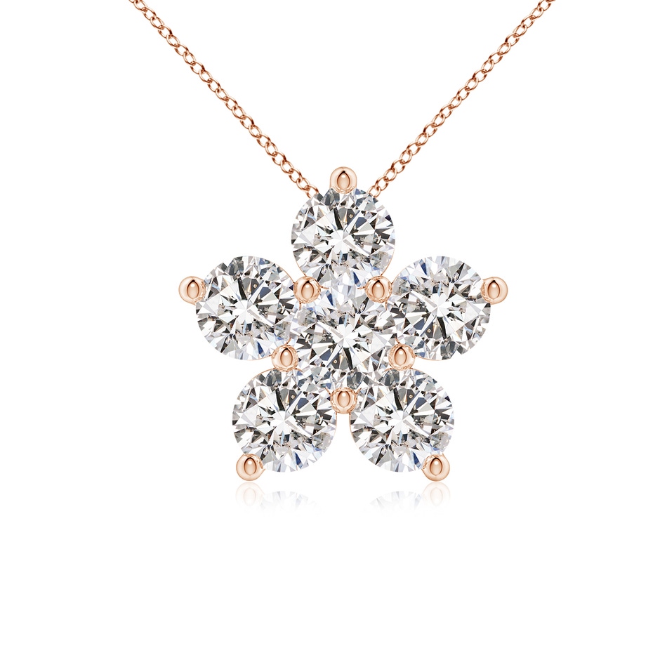 4mm IJI1I2 Round Diamond Floral Clustre Pendant in Rose Gold 