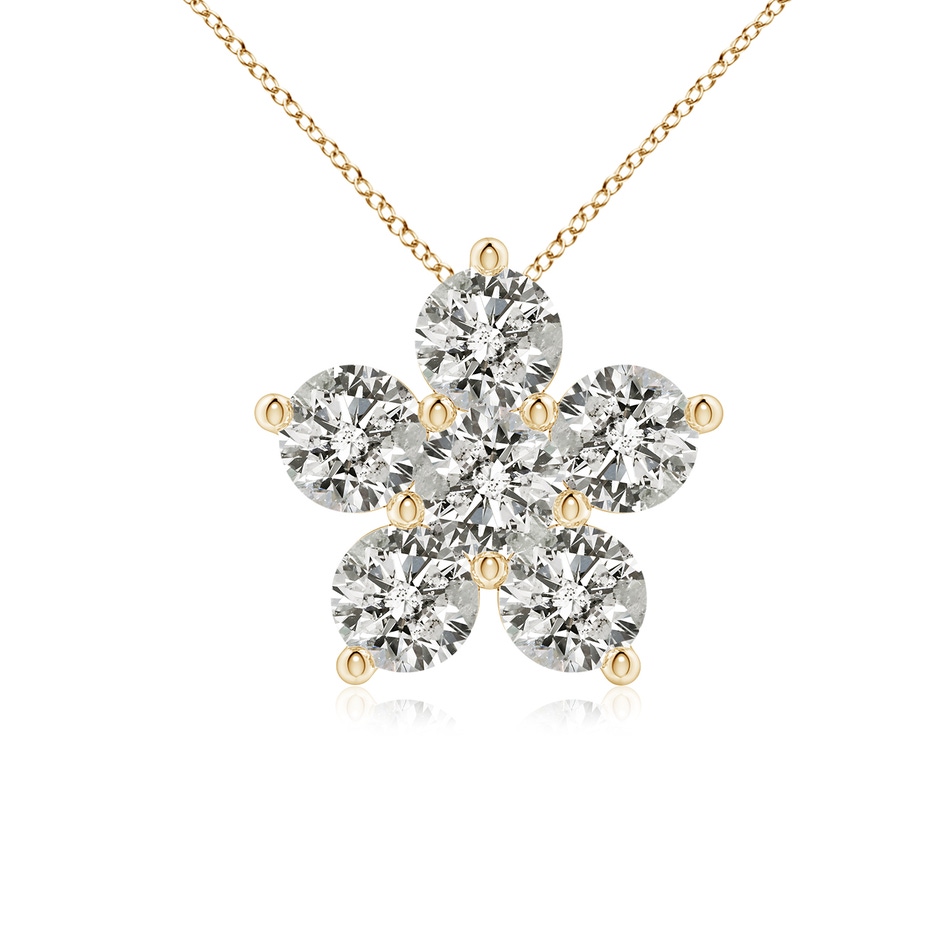 4mm KI3 Round Diamond Floral Clustre Pendant in Yellow Gold 