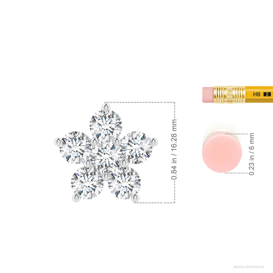 5.1mm GVS2 Round Diamond Floral Cluster Pendant in P950 Platinum ruler