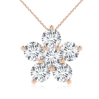 5.1mm GVS2 Round Diamond Floral Clustre Pendant in Rose Gold
