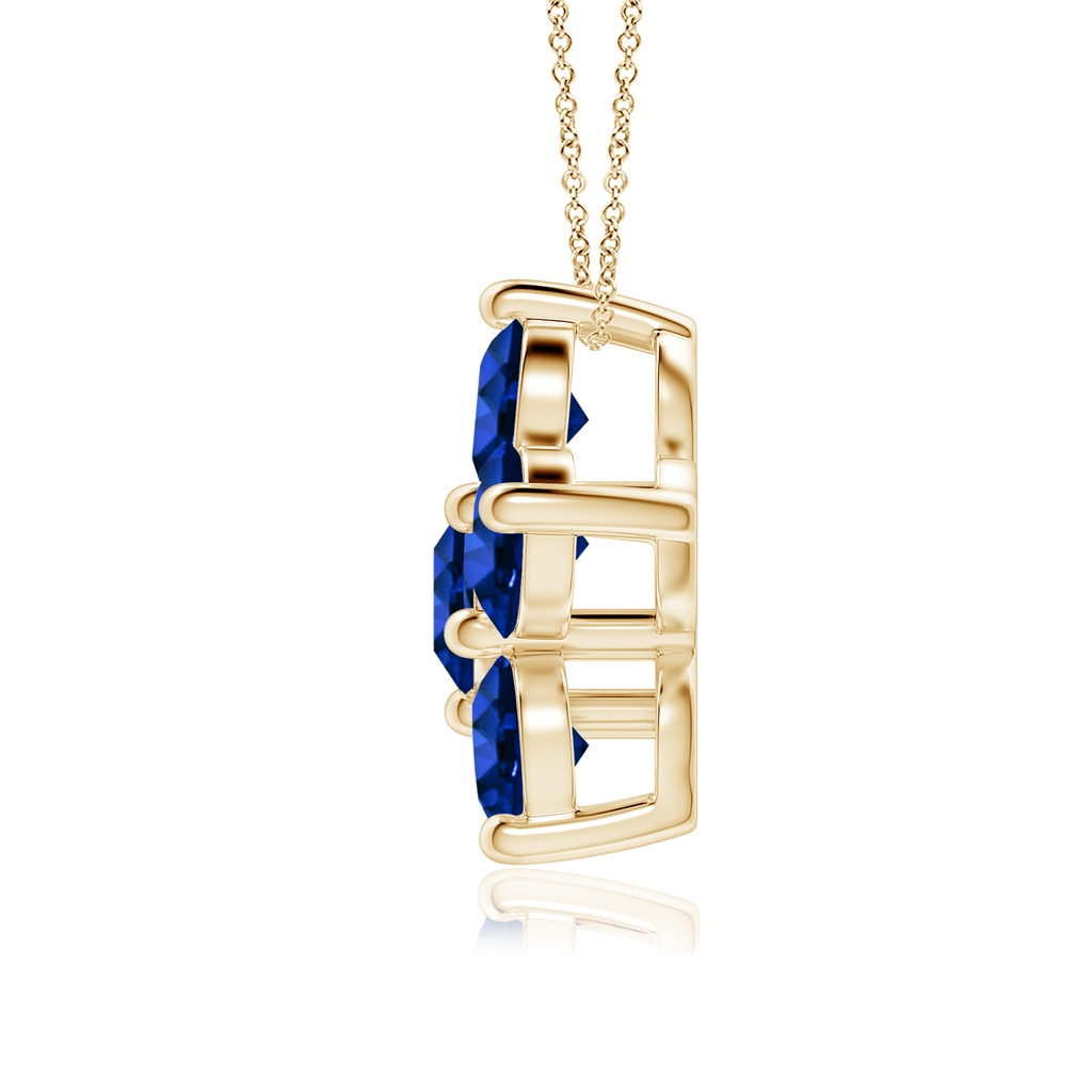 4.5mm Lab-Grown Round Blue Sapphire Floral Cluster Pendant in Yellow Gold - side 199
