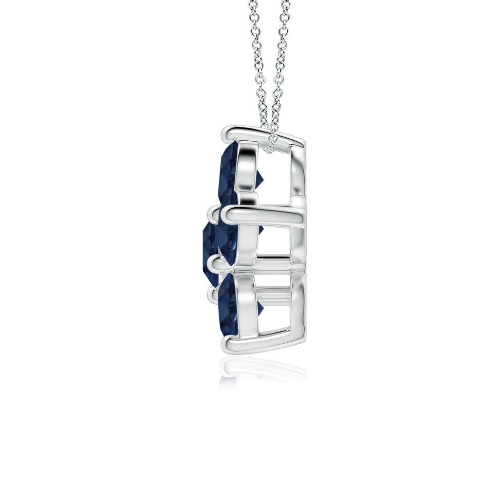 4mm AA Round Blue Sapphire Floral Cluster Pendant in White Gold side 199