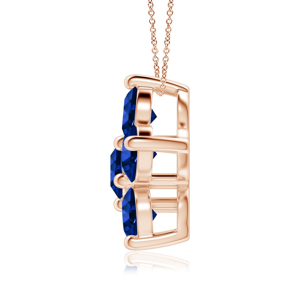5mm Lab-Grown Round Blue Sapphire Floral Cluster Pendant in 18K Rose Gold side 199