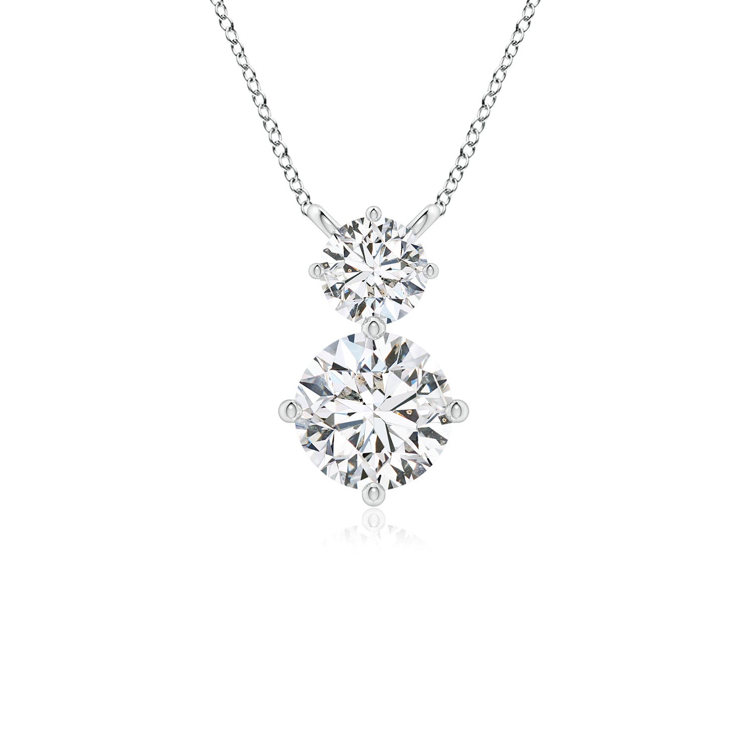 5.9mm HSI2 Round Diamond Two Stone Pendant in 18CT White Gold