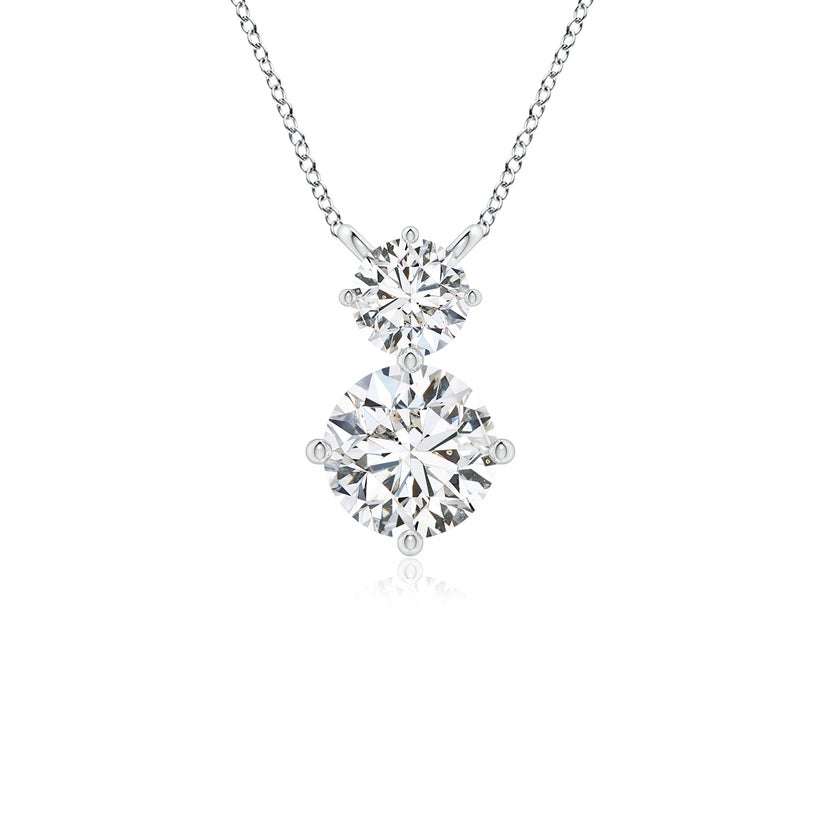 Two Stone Prong-Set Round Diamond Pendant