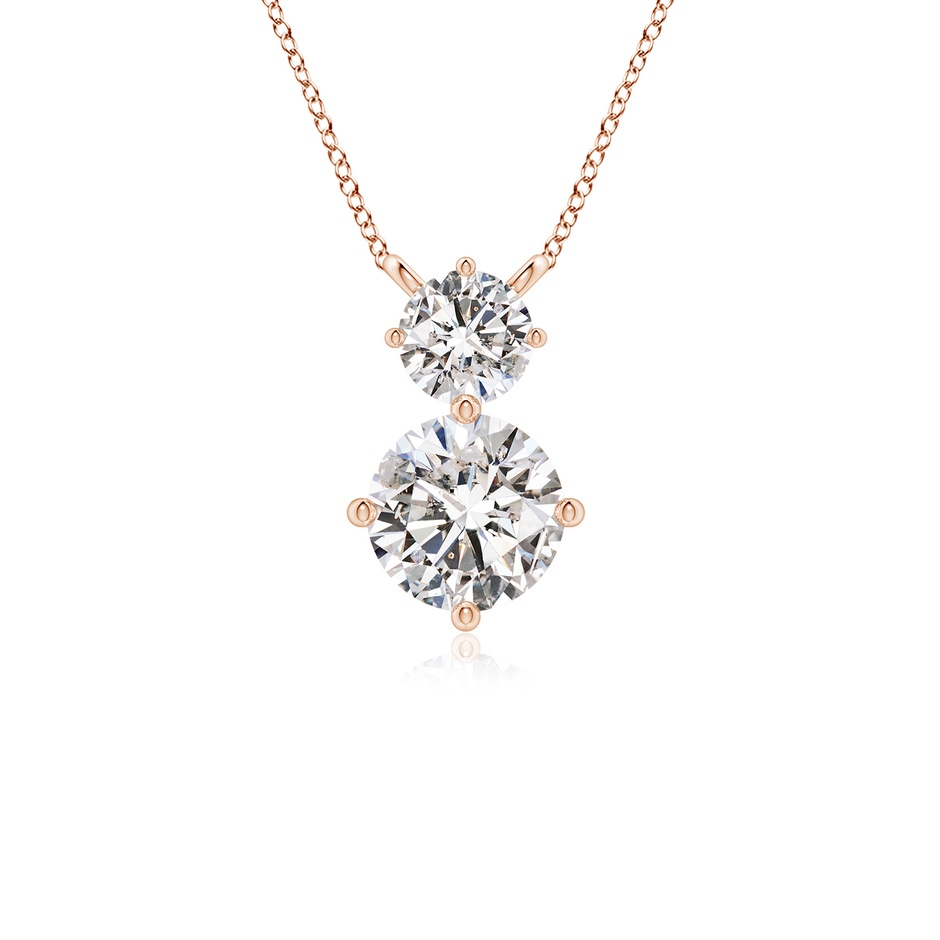 5.9mm IJI1I2 Round Diamond Two Stone Pendant in Rose Gold 