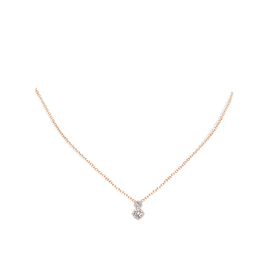 5.9mm IJI1I2 Round Diamond Two Stone Pendant in Rose Gold pen