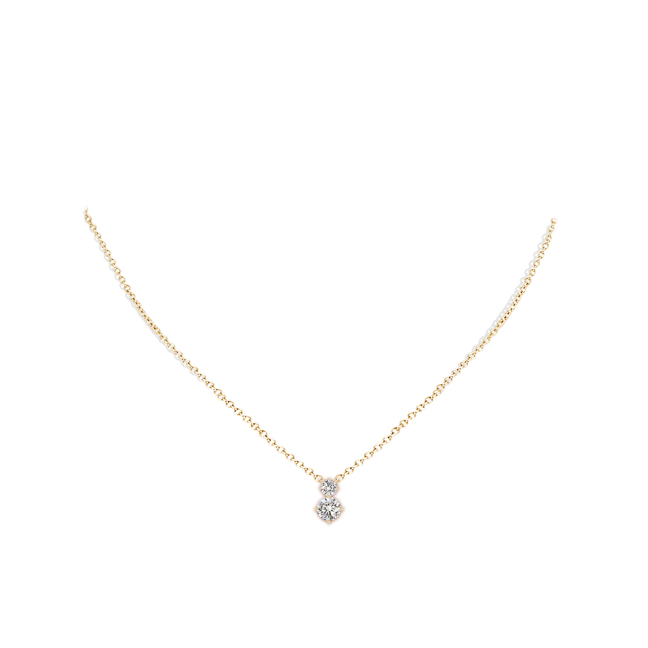 5.9mm IJI1I2 Round Diamond Two Stone Pendant in Yellow Gold pen