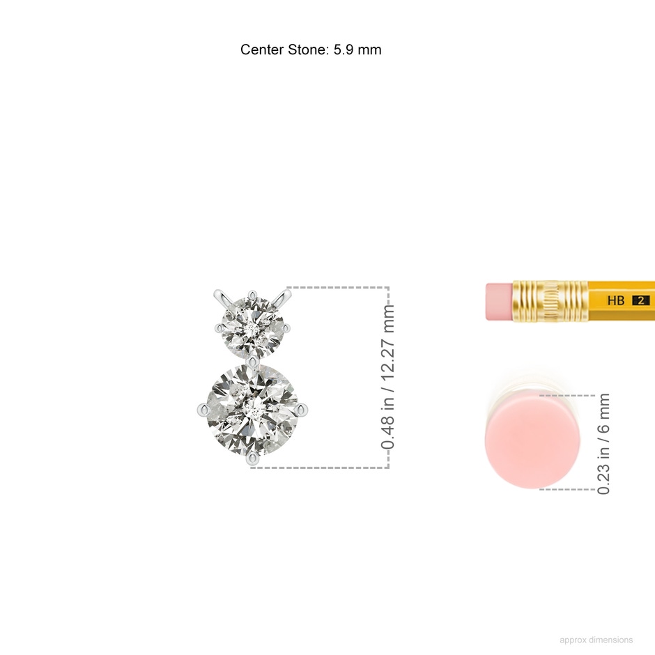 5.9mm KI3 Round Diamond Two Stone Pendant in P950 Platinum ruler