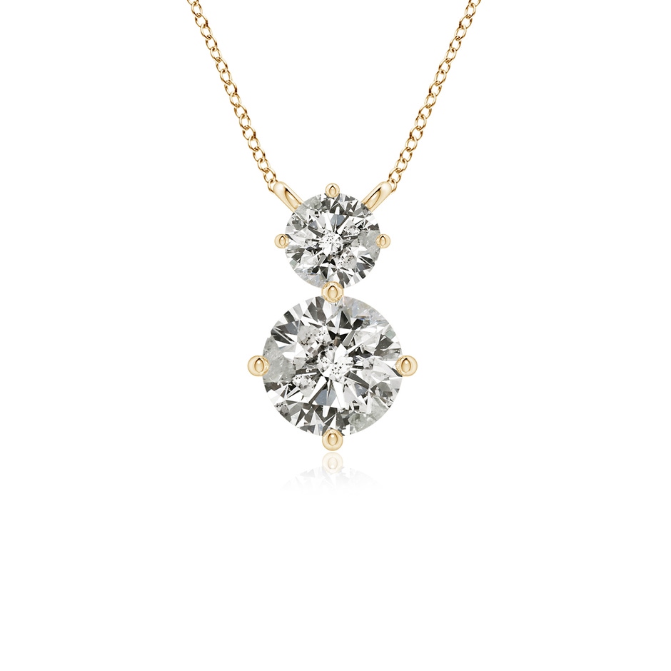 5.9mm KI3 Round Diamond Two Stone Pendant in Yellow Gold 