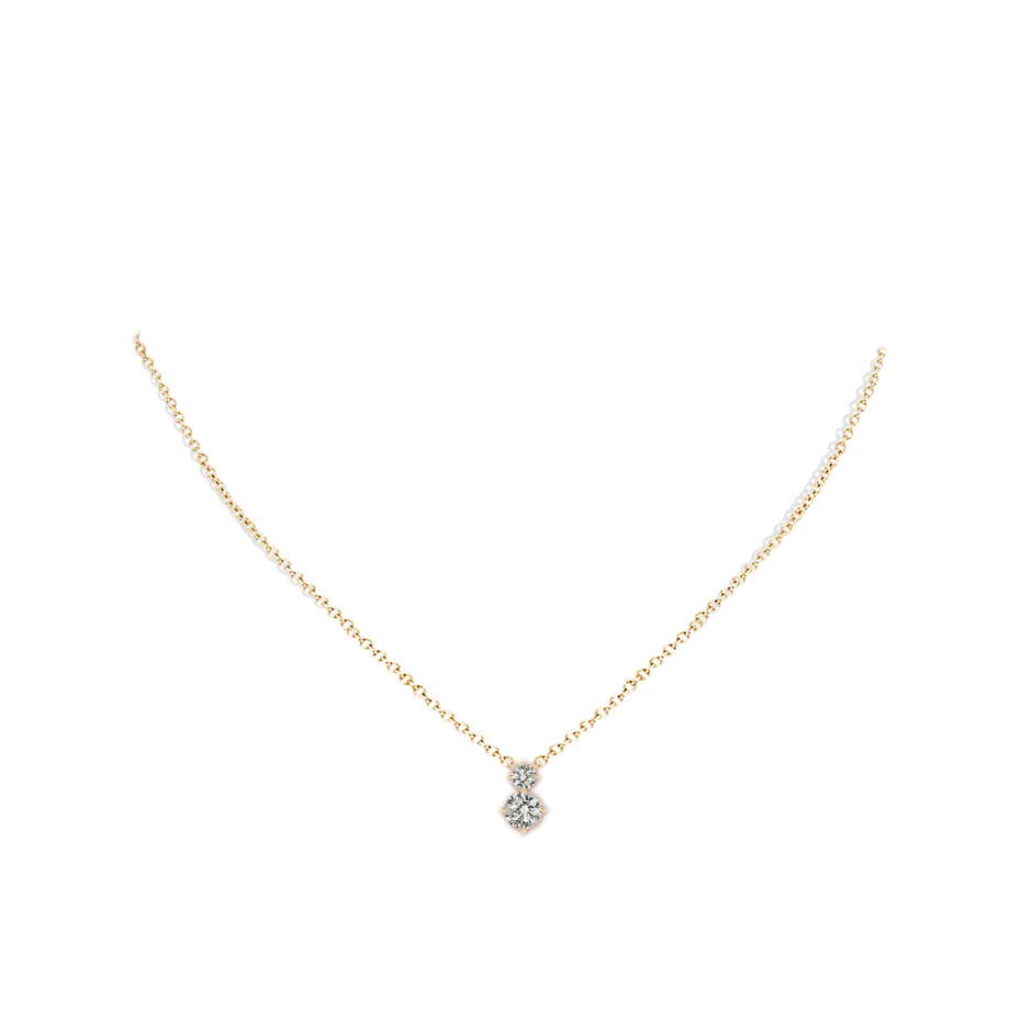 5.9mm KI3 Round Diamond Two Stone Pendant in Yellow Gold pen