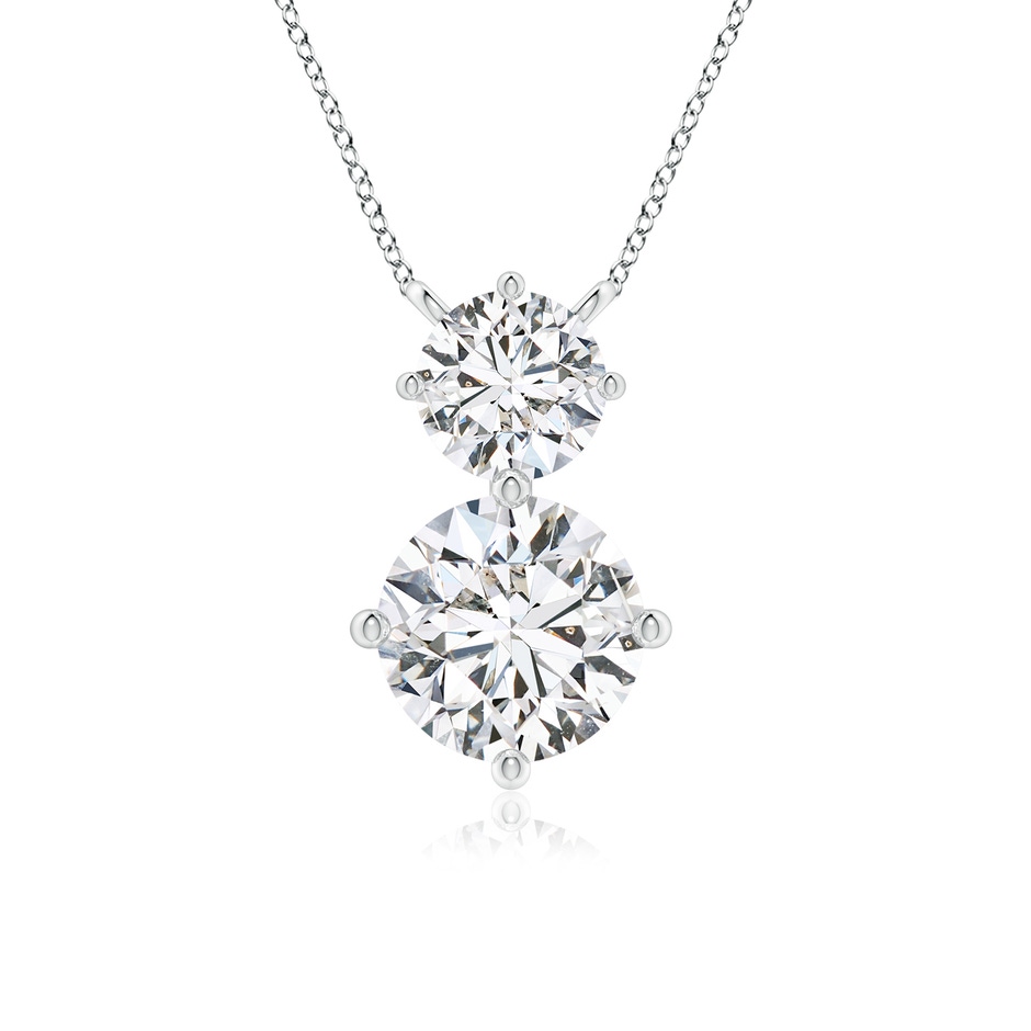 7.4mm HSI2 Round Diamond Two Stone Pendant in White Gold 