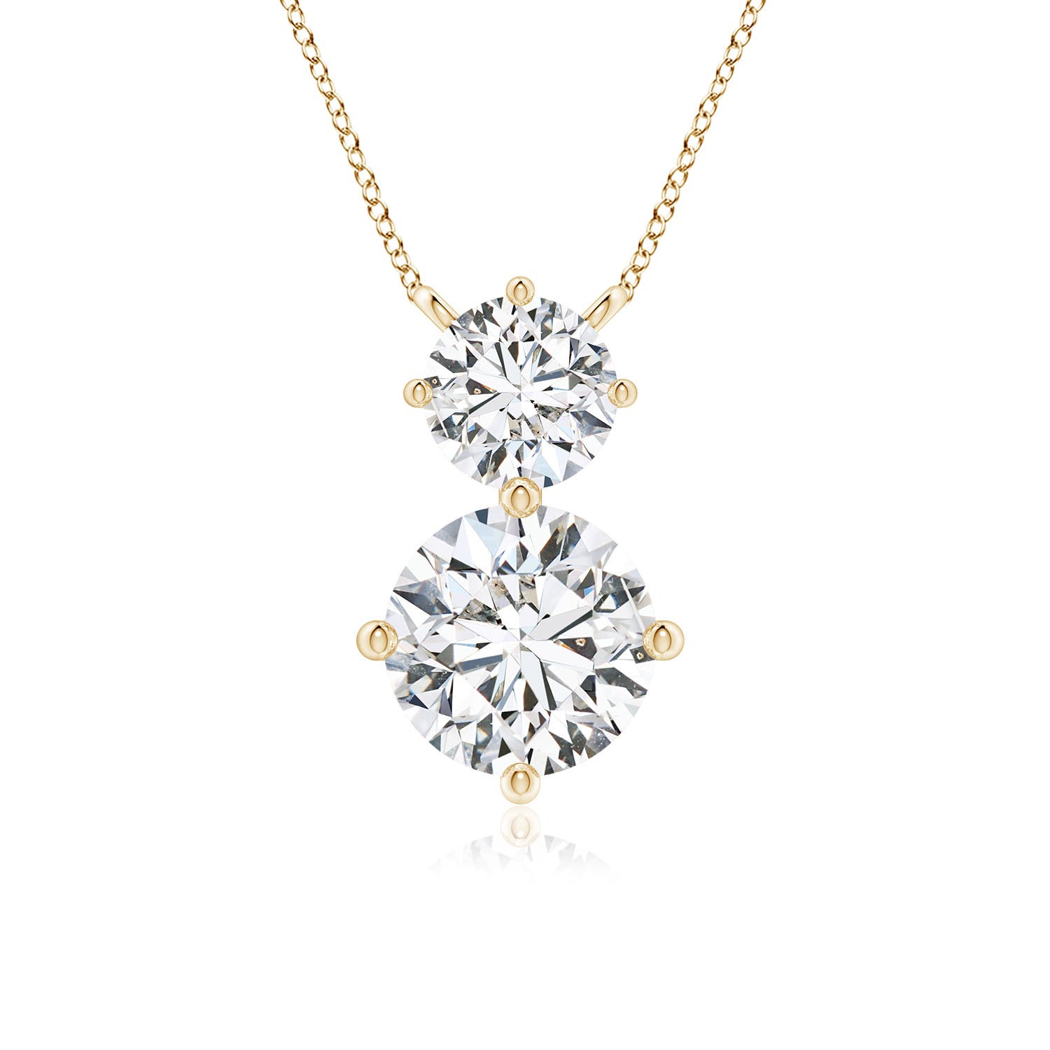 7.4mm HSI2 Round Diamond Two Stone Pendant in Yellow Gold